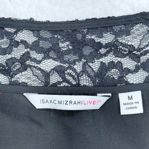 Isaac Mizrahi Black Lace Cardigan Button Up Top Career Event Whimsigoth Womens M - Picture 9 of 13